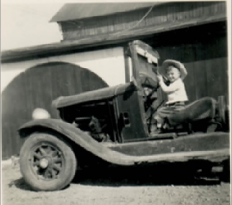 Doug Hoelscher behind the wheel of his dad's 1931 Buick